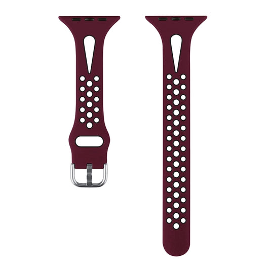 Water Drop Silicone Watch Band For Apple Watch Ultra 49mm&Watch Ultra 2 49mm / Series 9&8&7 45mm / SE 3&SE 2&6&SE&5&4 44mm / 3&2&1 42mm(Wine Red and Black) by bashfashion