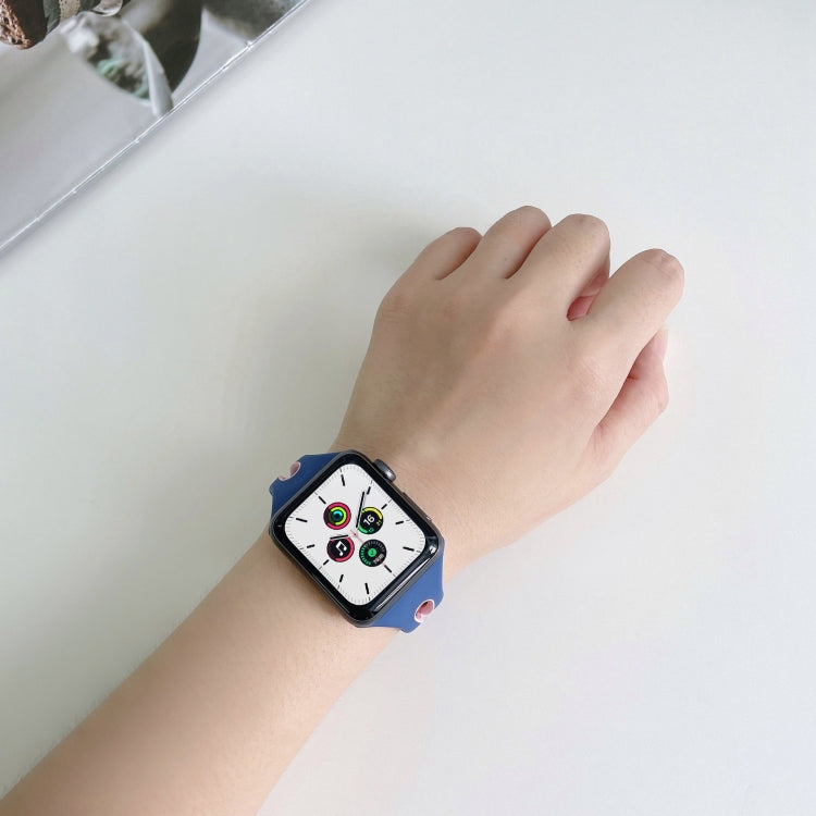 Water Drop Silicone Watch Band For Apple Watch Ultra 49mm&Watch Ultra 2 49mm / Series 9&8&7 45mm / SE 3&SE 2&6&SE&5&4 44mm / 3&2&1 42mm(Midnight Blue and White) by bashfashion