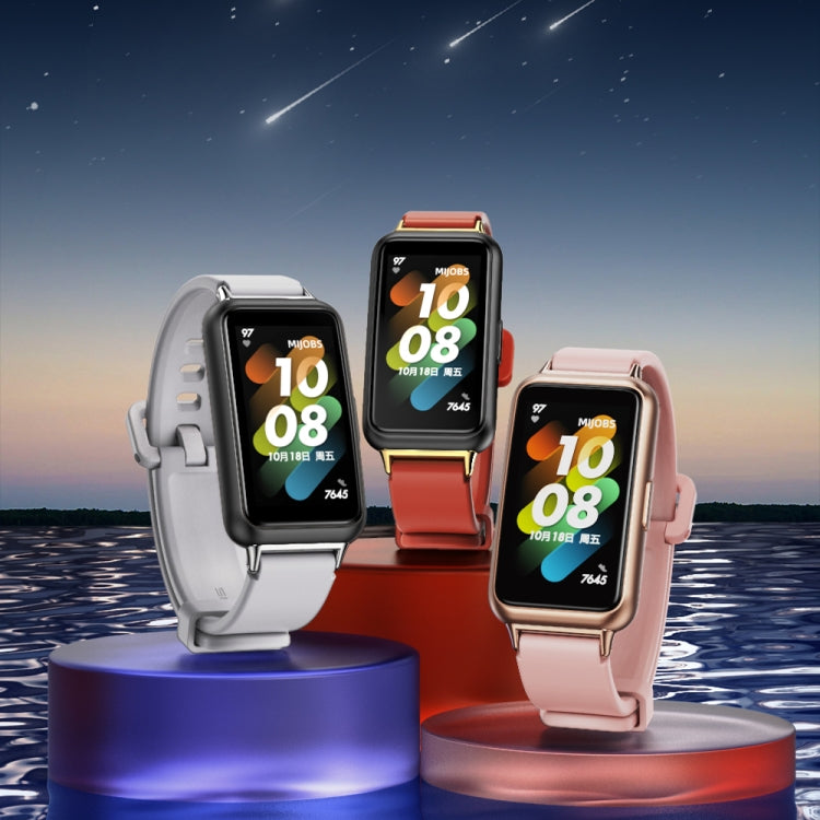 For Huawei Band 7 / 7 NFC MIJOBS Breathable Silicone Watch Band(Midnight Blue Silver) by MIJOBS