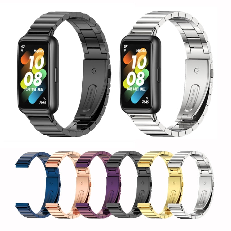 For Huawei Band 7 / 7 NFC Mijobs Bamboo Stainless Steel Metal Watch Band(Rose Gold) by MIJOBS