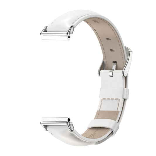For Huawei Band 7 / 7 NFC MIJOBS Cowhide Leather Watch Band(White Silver) by MIJOBS