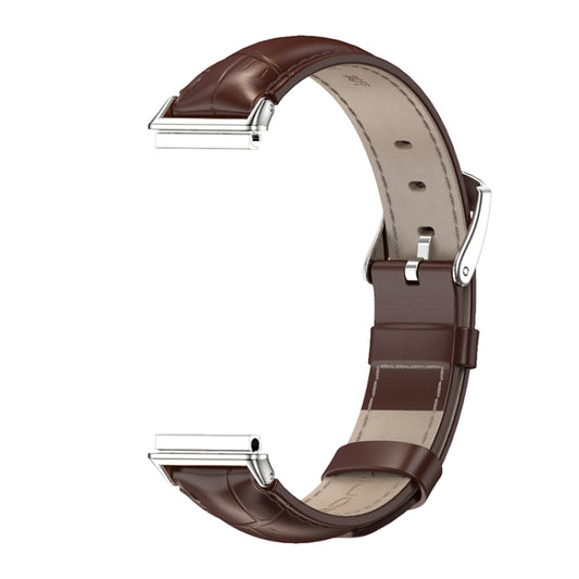 For Huawei Band 7 / 7 NFC MIJOBS Cowhide Leather Watch Band(Bamboo Joint Coffee Silver) by MIJOBS