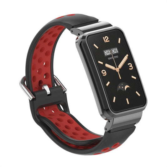 For Xiaomi Mi Band 7 Pro Silicone Metal Frame Watch Band(Black + Red) by bashfashion