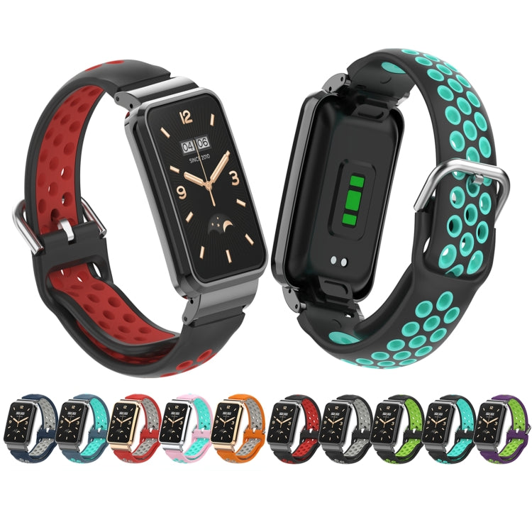 For Xiaomi Mi Band 7 Pro Silicone Metal Frame Watch Band(Black + Red) by bashfashion