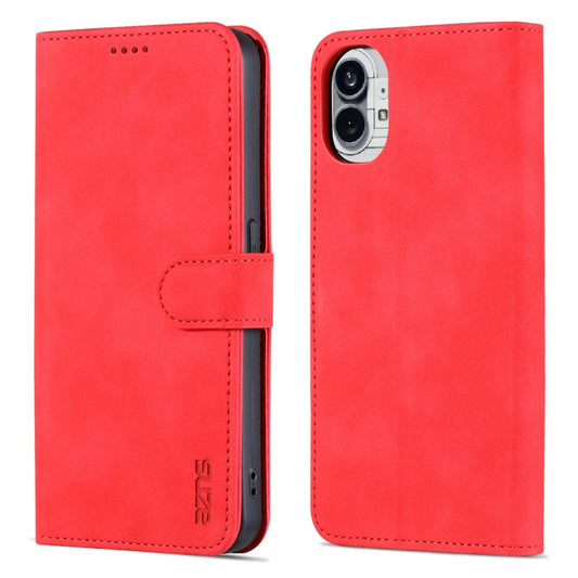 For Nothing Phone 1 AZNS Skin Feel Calf Texture Flip Leather Phone Case (Red) by AZNS