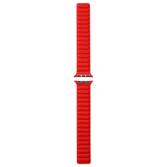 Magnetic Two-color Loop Slim Leather Watch Band For Apple Watch Series 9&8&7 41mm / SE 3&SE 2&6&SE&5&4 40mm / 3&2&1 38mm(Red) by bashfashion