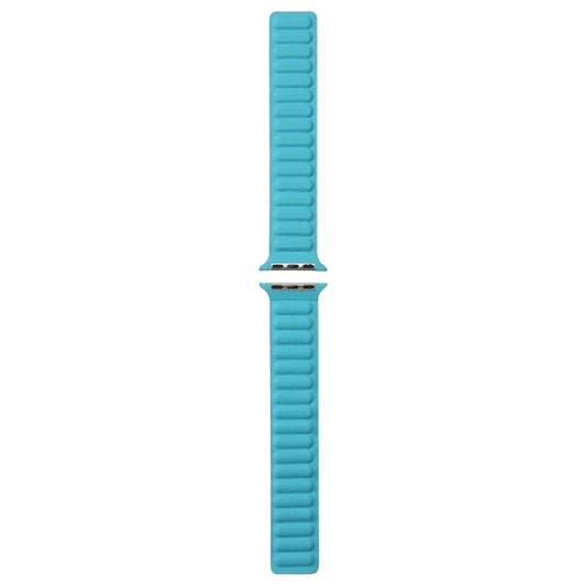 Magnetic Two-color Loop Slim Leather Watch Band For Apple Watch Series 9&8&7 41mm / SE 3&SE 2&6&SE&5&4 40mm / 3&2&1 38mm(Lake Blue) by bashfashion