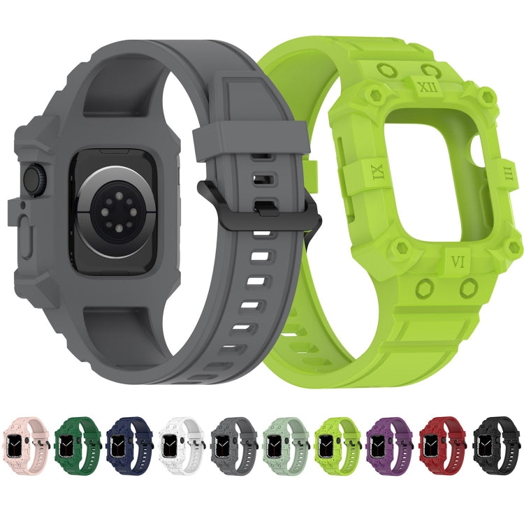 Integrated Silicone Watch Band For Apple Watch Series 8&7 45mm / SE 2&6&SE&5&4 44mm / 3&2&1 42mm(White) by bashfashion