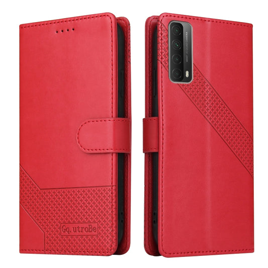 For Huawei P Smart 2021 GQUTROBE Skin Feel Magnetic Leather Phone Case(Red) by GQUTROBE