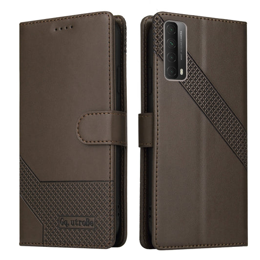 For Huawei P Smart 2021 GQUTROBE Skin Feel Magnetic Leather Phone Case(Brown) by GQUTROBE