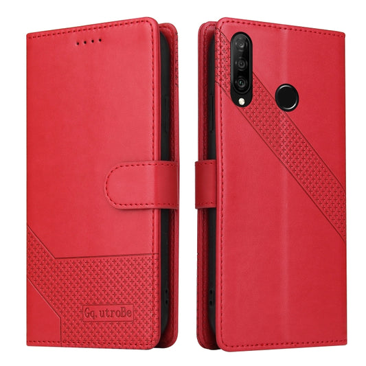 For Huawei P30 Lite GQUTROBE Skin Feel Magnetic Leather Phone Case(Red) by GQUTROBE