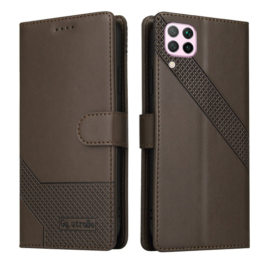 For Huawei P40 Lite GQUTROBE Skin Feel Magnetic Leather Phone Case(Brown) by GQUTROBE