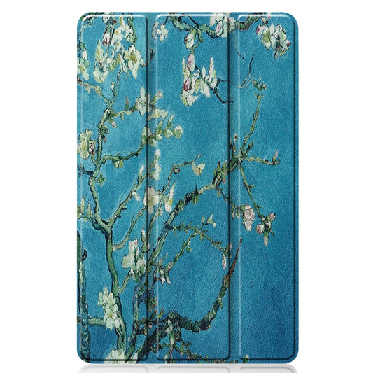 For Samsung Galaxy Tab S6 Lite P610 10.4 inch Colored Drawing Horizontal Flip Leather Case, with Three-folding Holder & Sleep / Wake-up Function(Apricot Flower) by bashfashion