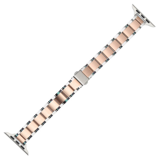Three Beads Metal Watch Band For Apple Watch Ultra 49mm&Watch Ultra 2 49mm / Series 9&8&7 45mm / SE 3&SE 2&6&SE&5&4 44mm / 3&2&1 42mm(Silver and Rose Gold) by bashfashion