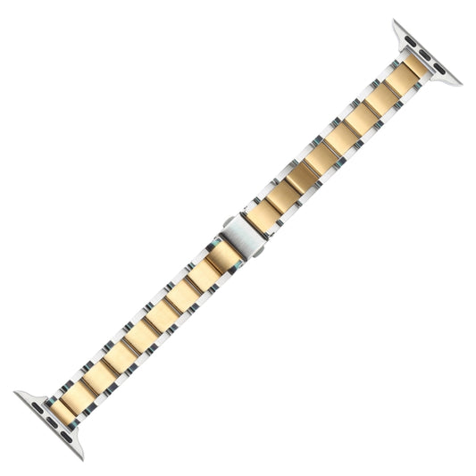 Three Beads Metal Watch Band For Apple Watch Series 9&8&7 41mm / SE 3&SE 2&6&SE&5&4 40mm / 3&2&1 38mm(Silver and Gold) by bashfashion