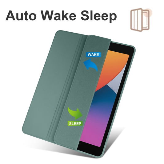 Acrylic 3-folding Smart Leather Tablet Case For iPad 9.7 2018/2017(Dark Green) by bashfashion