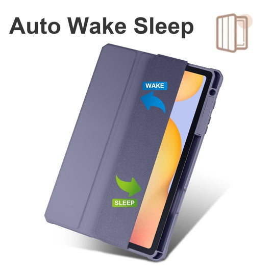 For Samsung Galaxy Tab S6 Lite 2020/2022 Acrylic 3-folding Smart Leather Tablet Case (Purple) by bashfashion