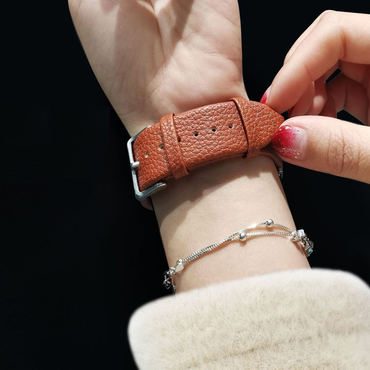 20mm For Samsung Galaxy Watch5 40mm / 44mm Litchi Texture Leather Watch Band(Red) by bashfashion