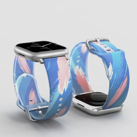 Frosted Translucent Silicone Watch Band For Apple Watch Ultra 49mm&Watch Ultra 2 49mm / Series 9&8&7 45mm / SE 3&SE 2&6&SE&5&4 44mm / 3&2&1 42mm(Blue Pink) by bashfashion