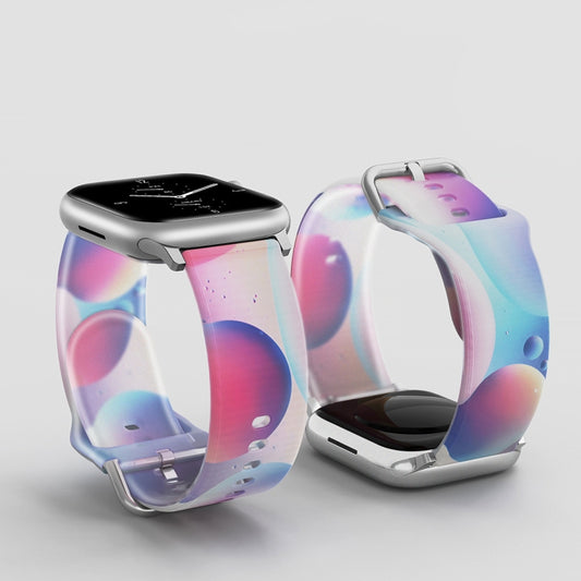 Frosted Translucent Silicone Watch Band For Apple Watch Series 9&8&7 41mm / SE 3&SE 2&6&SE&5&4 40mm / 3&2&1 38mm(Blue-violet Bubbles) by bashfashion