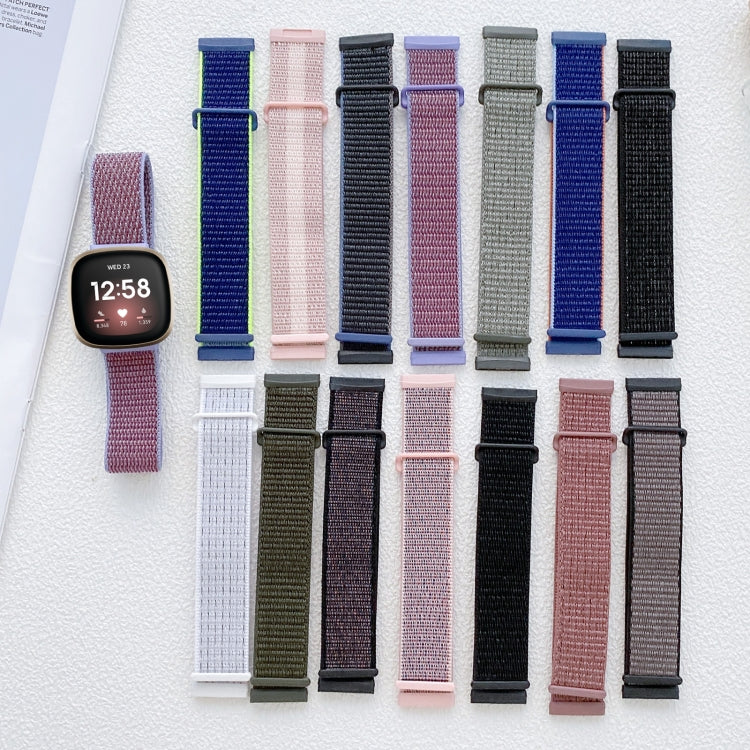 For Fitbit Versa 3 Nylon Rubber Buckle Watch Band(Wheat-colored) by bashfashion
