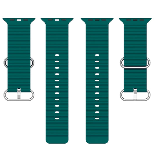Ocean Silicone Watch Band For Apple Watch Ultra 49mm / Series 8&7 45mm / SE 2&6&SE&5&4 44mm (Dark Green) by bashfashion