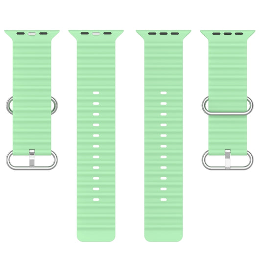 Ocean Silicone Watch Band For Apple Watch Ultra 49mm / Series 8&7 45mm / SE 2&6&SE&5&4 44mm (Light Green) by bashfashion