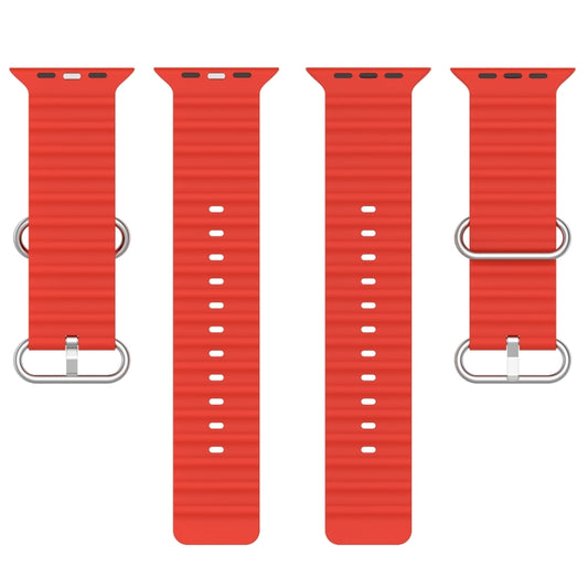 Ocean Silicone Watch Band For Apple Watch Ultra 49mm / Series 8&7 45mm / SE 2&6&SE&5&4 44mm (Red) by bashfashion