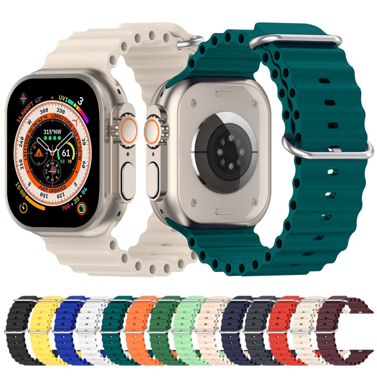 Ocean Silicone Watch Band For Apple Watch Ultra 49mm / Series 8&7 45mm / SE 2&6&SE&5&4 44mm (Starlight) by bashfashion