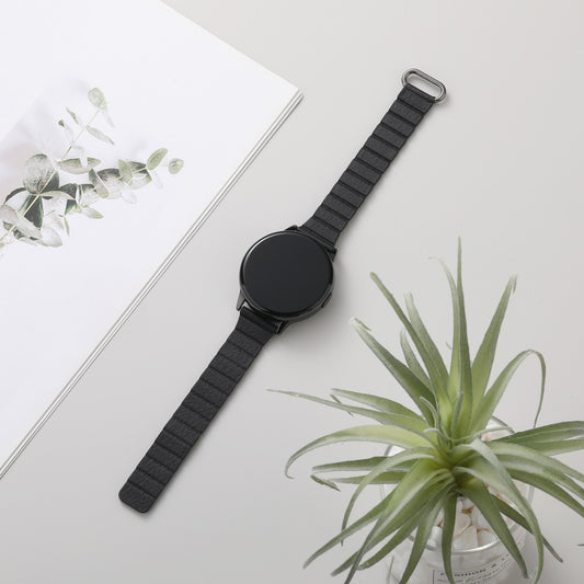 For Samsung Galaxy Watch5 20mm Magnetic Buckle Leather Watch Band(Silver+Black) by bashfashion