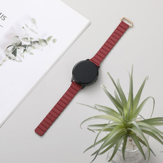 For Samsung Galaxy Watch3 45mm 22mm Magnetic Buckle Leather Watch Band(Rose Gold+Wine Red) by bashfashion