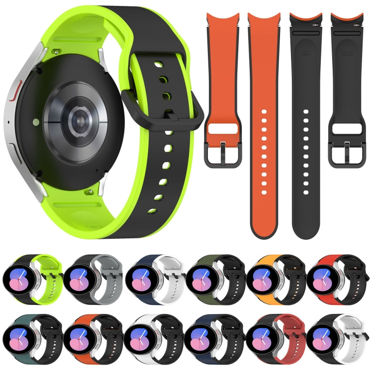 For Samsung Galaxy Watch4 Classic 42mm / Watch4 40mm Two-color Silicone Watch Band(White Black) by bashfashion