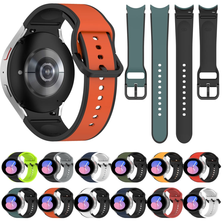 For Samsung Galaxy Watch5 Pro / Watch5 Two-color Silicone Watch Band(White Black) by bashfashion