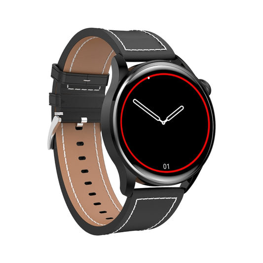 GW69 Smart Watch, Support BT Call / Heart Rate / Blood Pressure / Blood Oxygen(Black + Leather Strap Black) by bashfashion