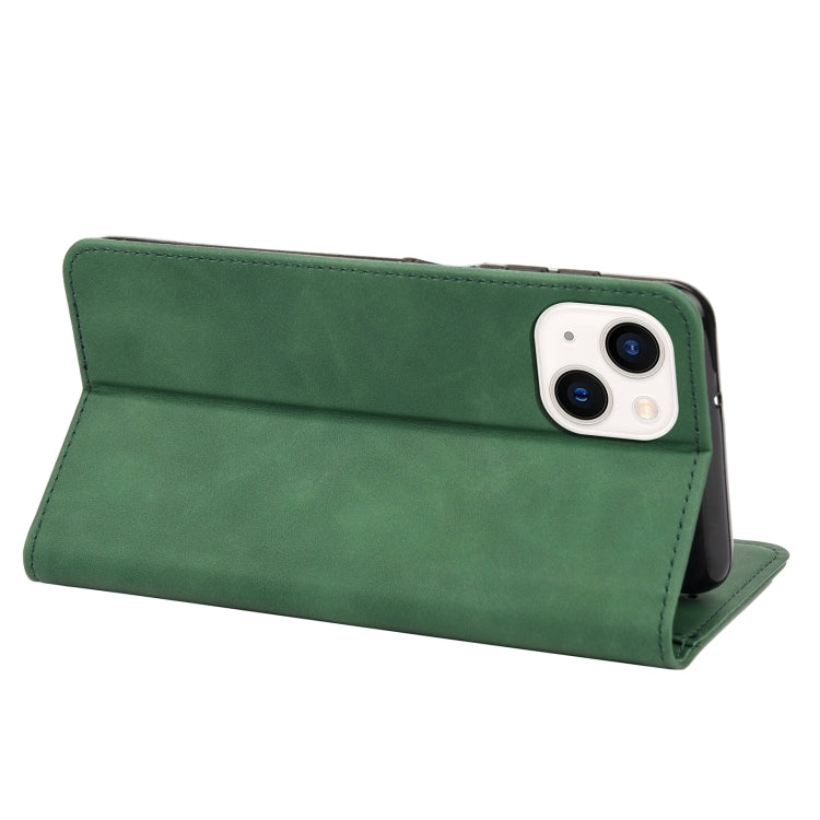 For iPhone 14 Plus Skin Feel Splicing Leather Phone Case (Green) by bashfashion