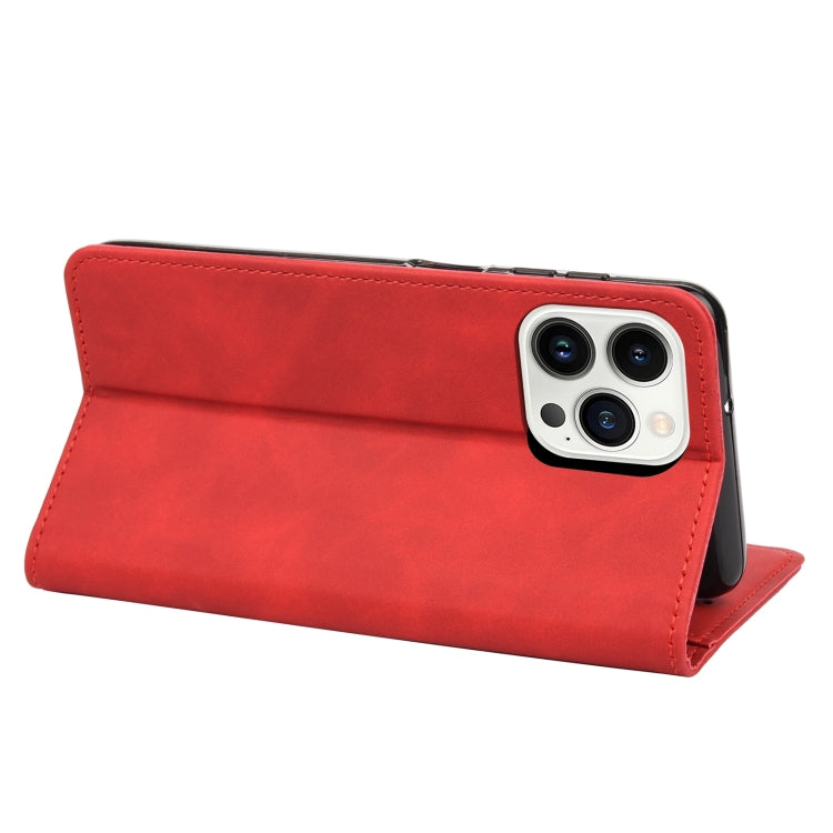 For iPhone 14 Pro Max Skin Feel Splicing Leather Phone Case (Red) by bashfashion