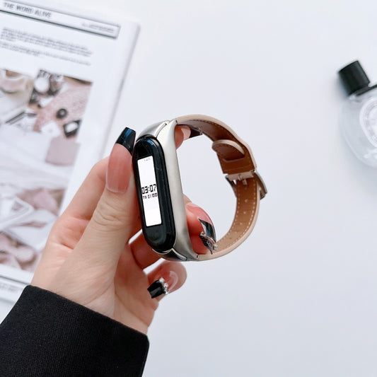 For Xiaomi Mi Band 3 / 4 8-buckle Leather Watch Band(Blue) by bashfashion