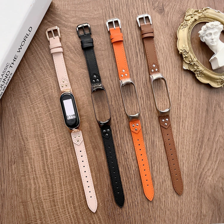 For Xiaomi Mi Band 7 Buckle Genuine Leather Watch Band(Pink) by bashfashion