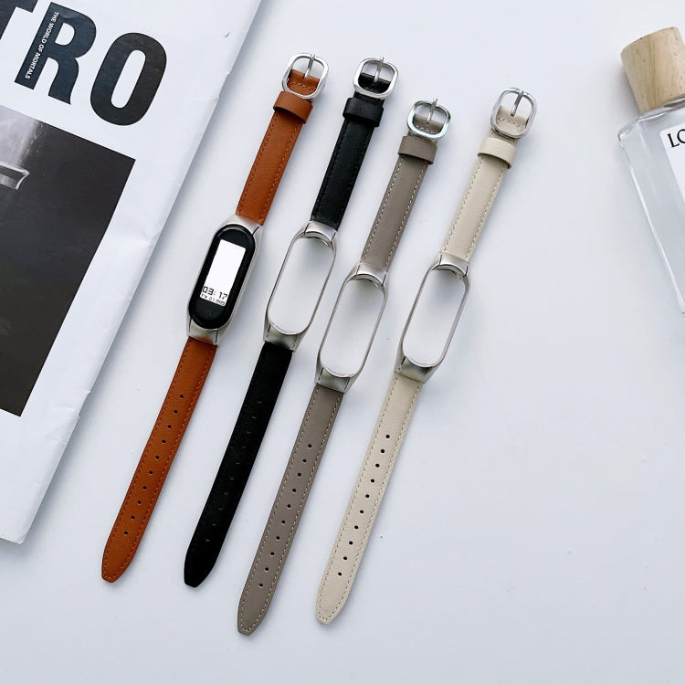 For Xiaomi Mi Band 3 / 4 Genuine Leather Watch Band(Brown) by bashfashion