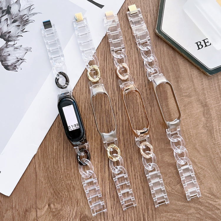 For Xiaomi Mi Band 7 Metal Frame Resin Watch Band(Silver) by bashfashion