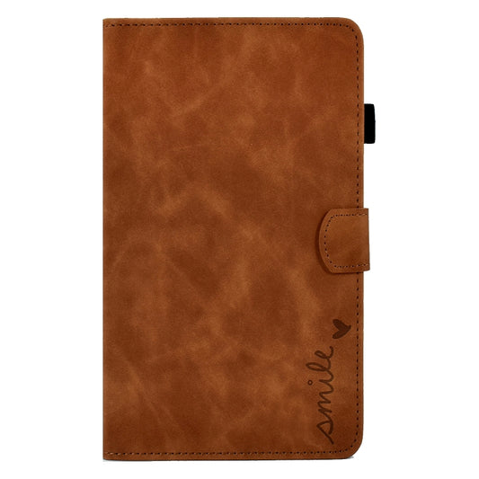 For Samsung Galaxy Tab A7 10.4 2020 T500 Embossed Smile Flip Tablet Leather Case(Brown) by bashfashion