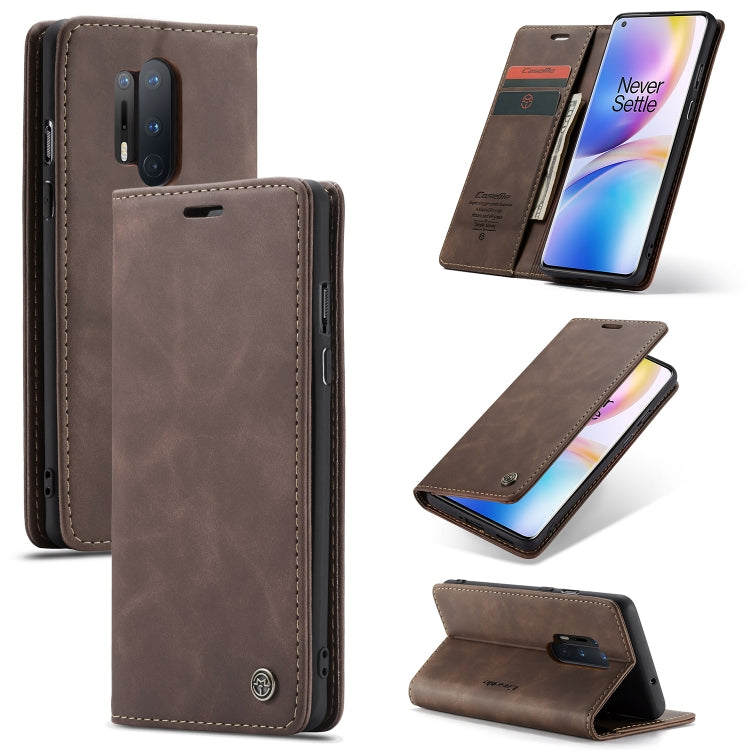 For OnePlus 8 Pro CaseMe Multifunctional Horizontal Flip Leather Case, with Card Slot & Holder & Wallet(Coffee) by CaseMe