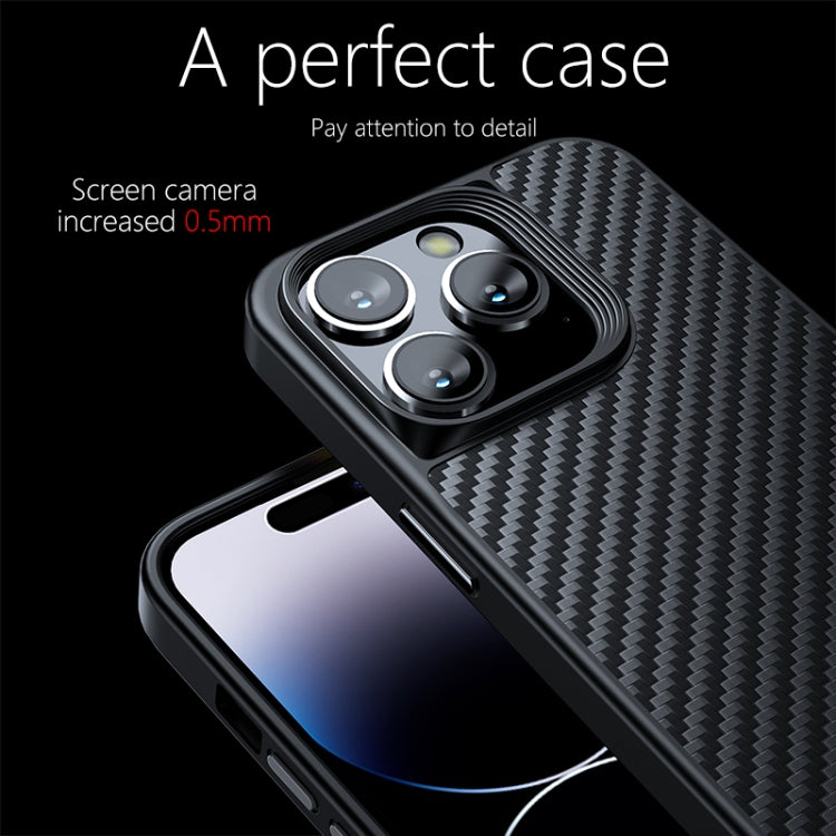 For iPhone 14 Pro wlons Magsafe Carbon Fiber Kevlar TPU Phone Case(Black) by wlons