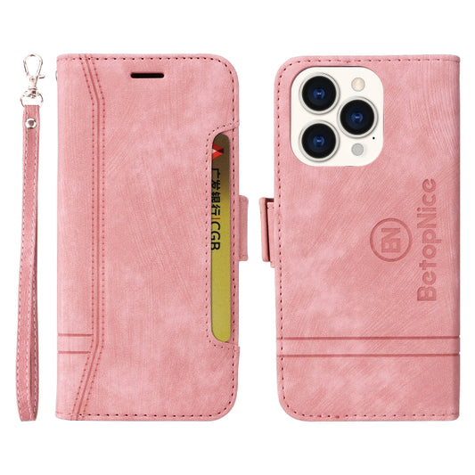 For iPhone 14 Pro BETOPNICE Dual-side Buckle Leather Phone Case(Pink) by BETOPNICE