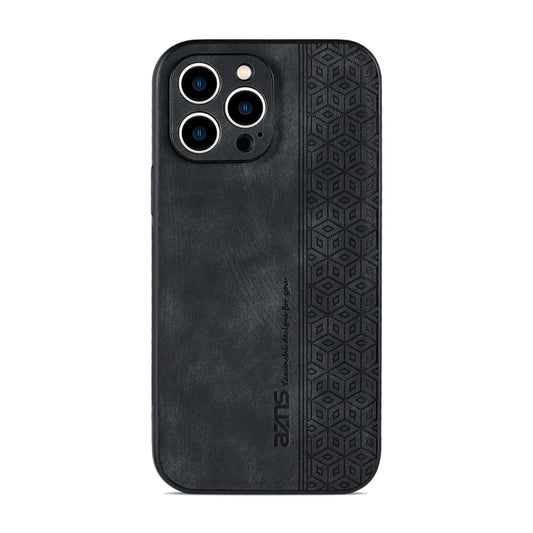 For iPhone 14 Pro Max AZNS 3D Embossed Skin Feel Phone Case(Black) by AZNS