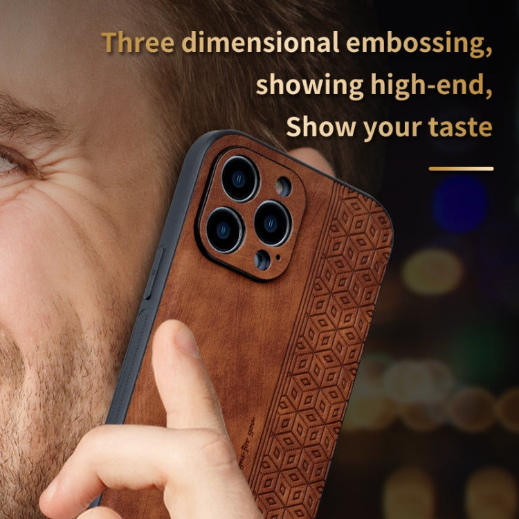 For iPhone 14 Pro AZNS 3D Embossed Skin Feel Phone Case(Black) by AZNS