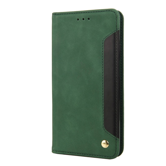 For Asus Zenfone 9 Skin Feel Splicing Leather Phone Case(Green) by bashfashion
