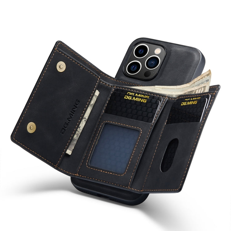 For iPhone 14 Pro Max DG.MING M1 Series 3-Fold Multi Card Wallet Leather Case(Black) by DG.MING