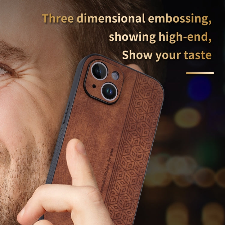 For iPhone 14 AZNS 3D Embossed Skin Feel Phone Case(Black) by AZNS