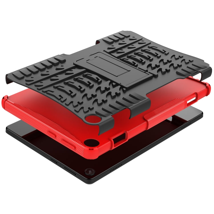 For Lenovo Tab M10 3rd Gen Tire Texture TPU + PC Tablet Case with Holder(Red) by bashfashion